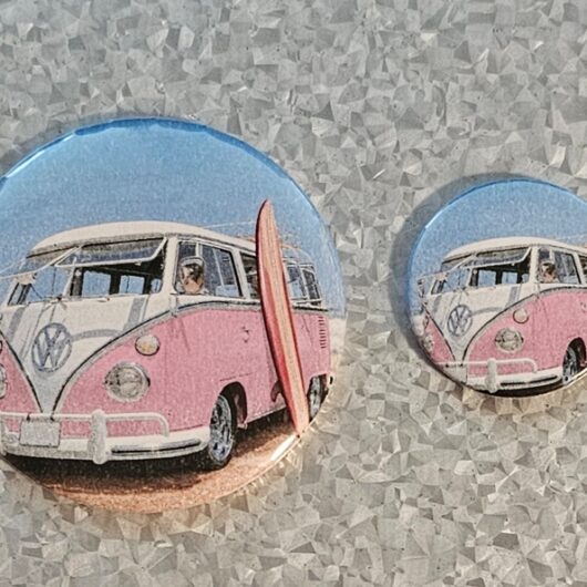 pink vw bus magnet set